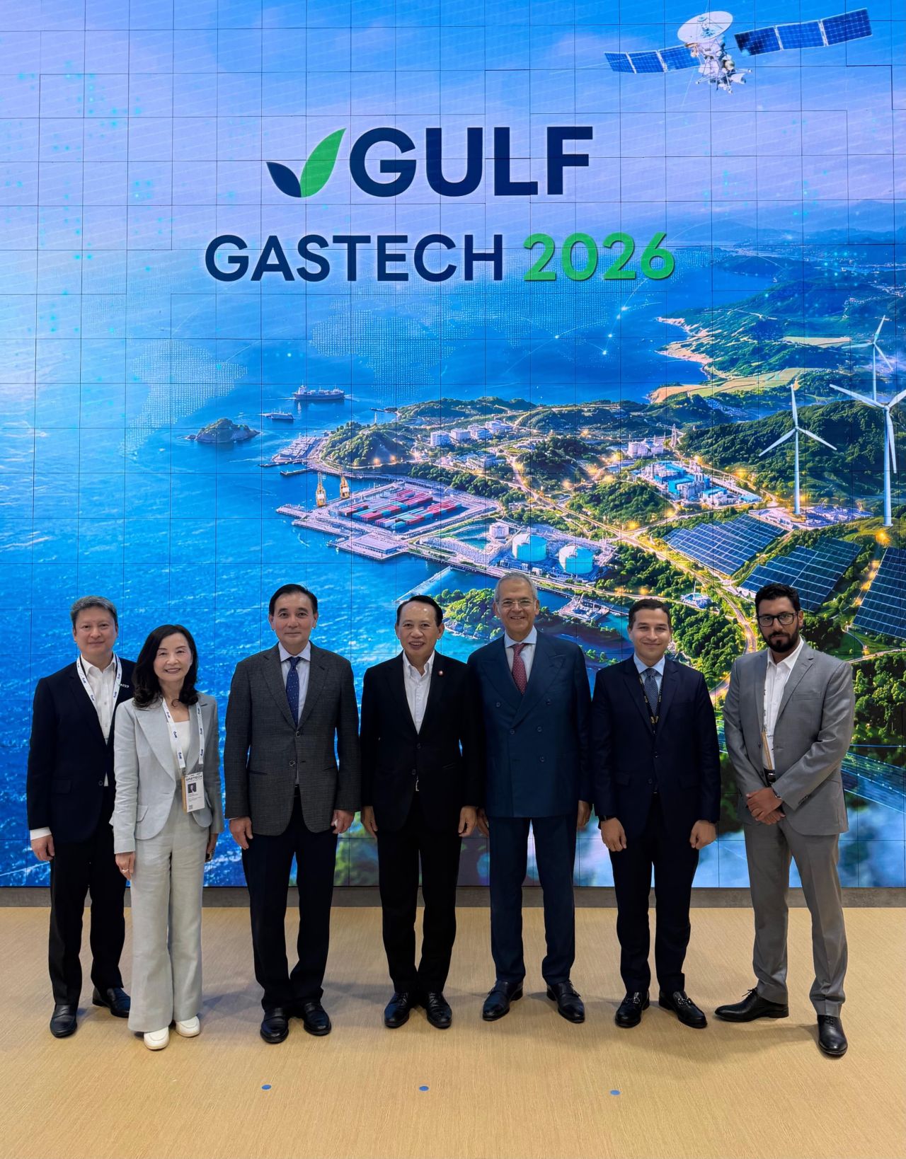Group photograph at the GULF Gastech 2026 display in Bangkok, Thailand